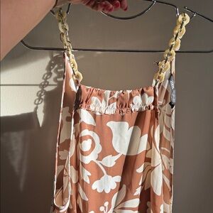 Floral Brown and White jumpsuit with Chain Straps